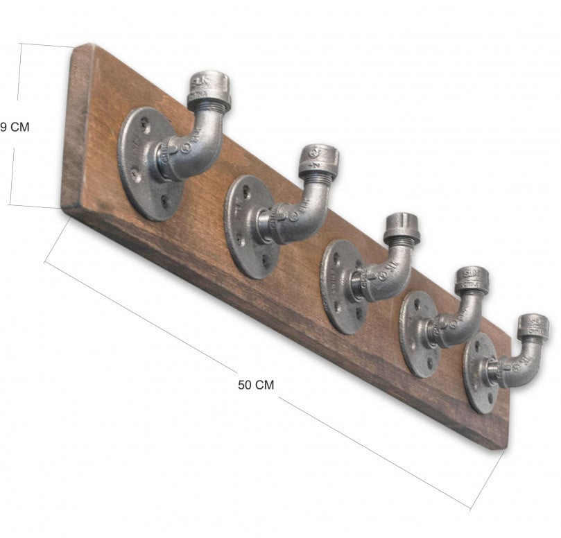 Cuier Model Boru, Nuc/Gri Metalizat, 50x9x11 cm