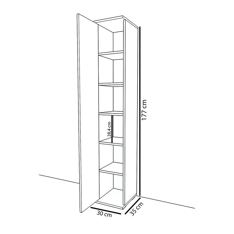 Dulap multifunctional Model Juan, Alb, 30x35x177 cm