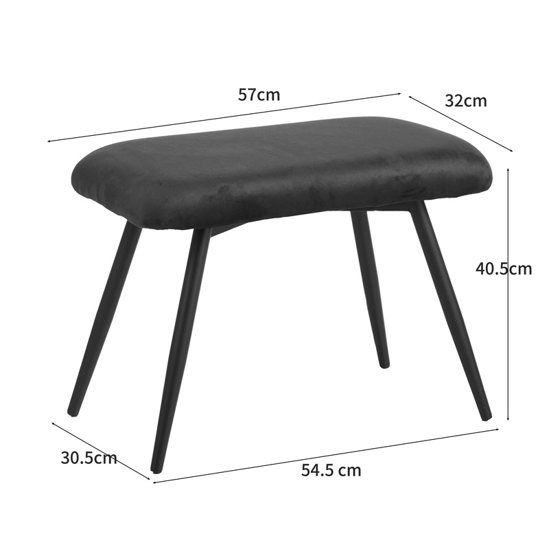 Fotoliu cu suport picioare Model Rueda, Verde inchis/Negru, 71.5x66.5x99 cm