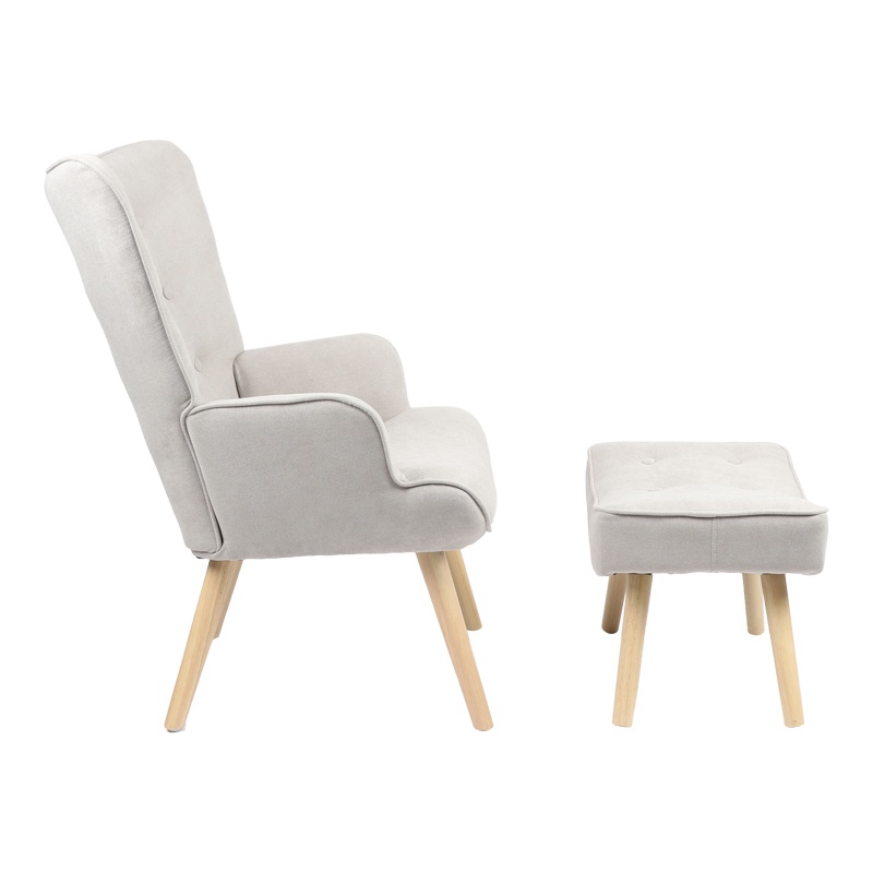 Fotoliu cu suport picioare Model Vivienne, Maro/Natur, 75x69x96 cm - 3 | YEO