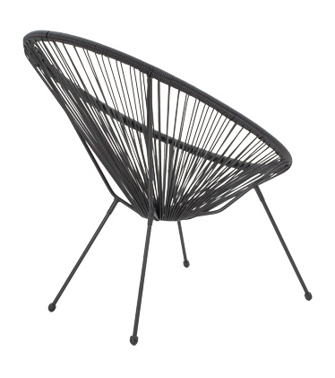 Fotoliu de exterior, Model Acapulco, culoare negru, metal si poliratan, 71x76x85 cm - 2 | YEO