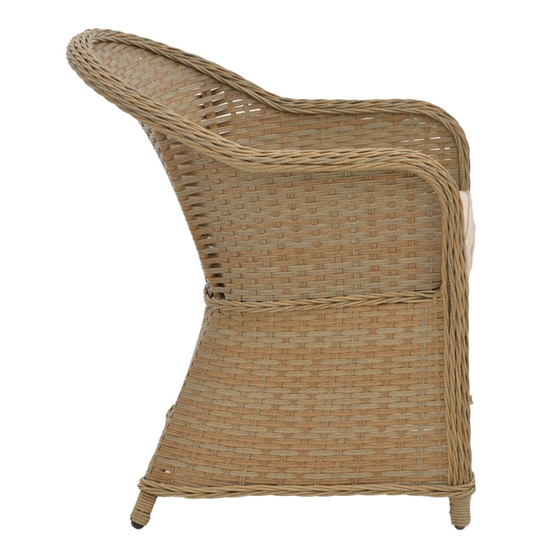 Fotoliu de exterior, Model Hadrian, culoare maro, rattan si textil, 70x57x85 cm - 2 | YEO