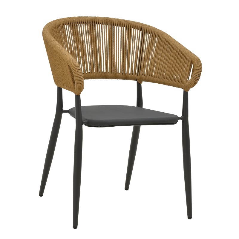 Fotoliu de exterior, Model Raven, culoare natural si antracit, rattan si textil, 57x62x78 cm