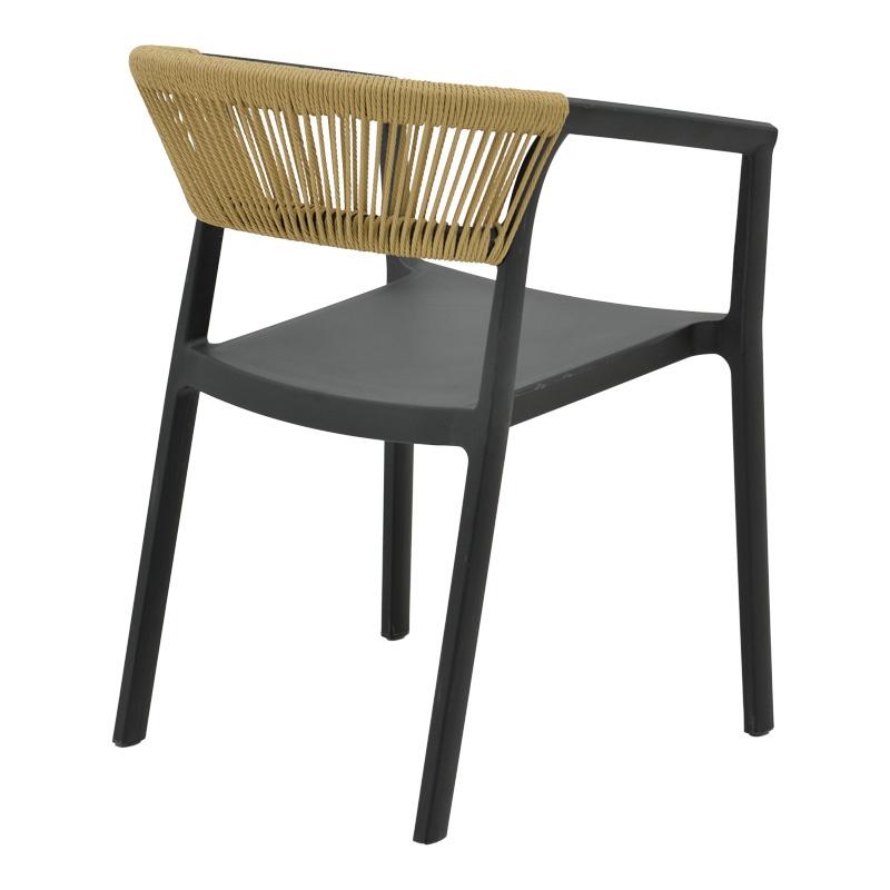 Fotoliu de grădină Model Sillia, Negru/Bej, 55x52x74.5 cm - 1 | YEO