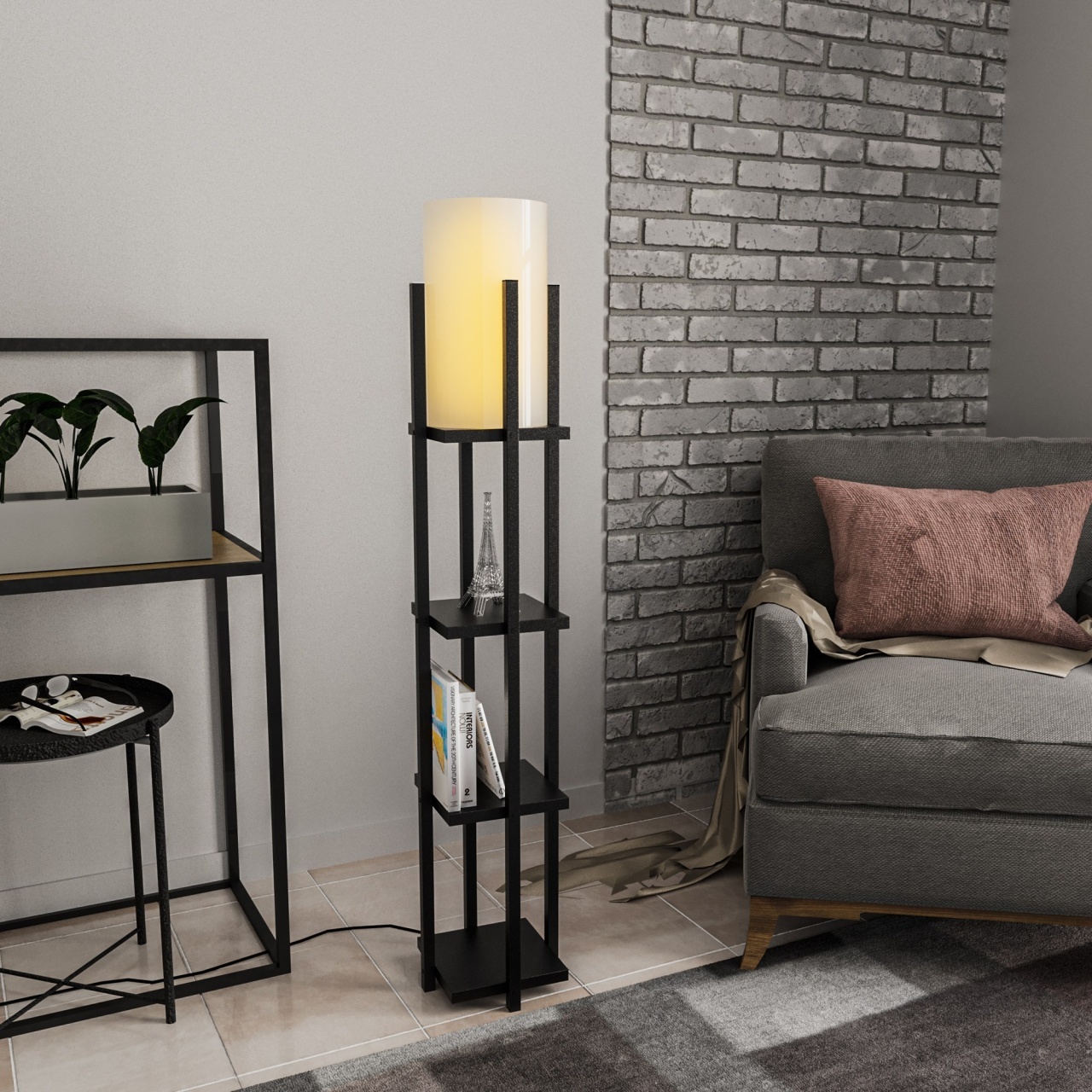 Lampadar Shelf Negru 25x25x130 cm - 1 | YEO