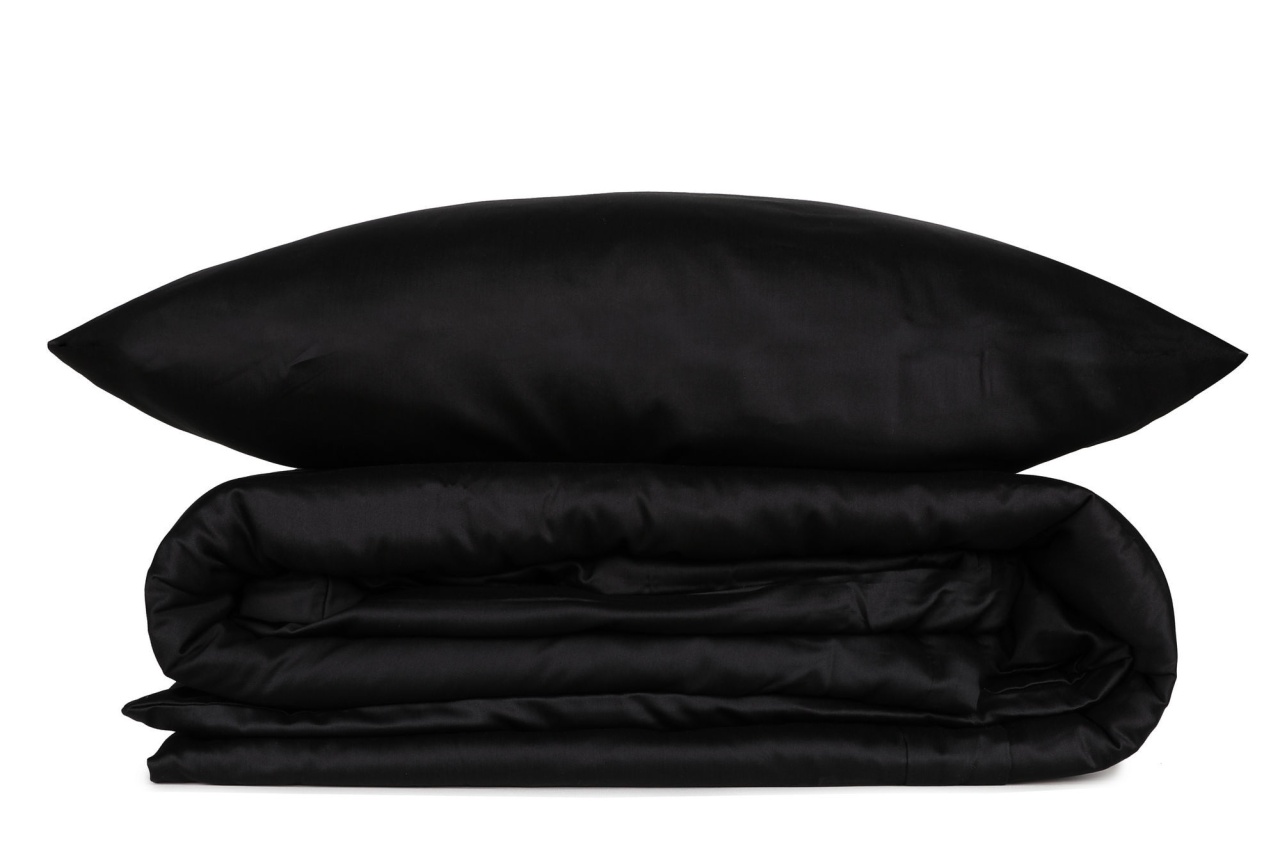 Lenjerie de pat dublu, Bumbac 100% Satinat Model Elegant Black - 2 | YEO