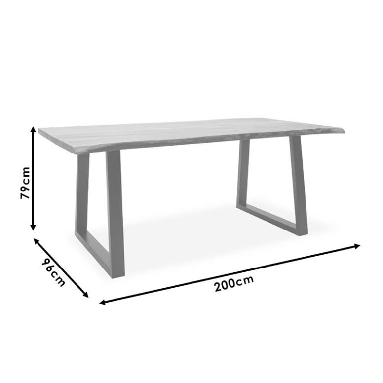 Masa Model Celine, 200x95x78 cm, Nuc/Negru, Blat lemn masiv