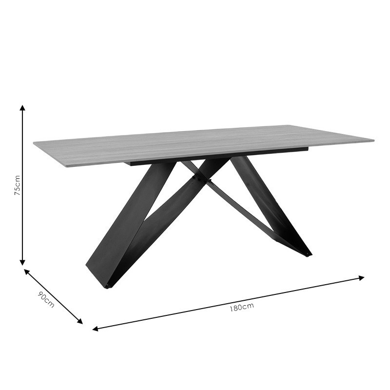 Masa Model Davian, 180x90x75 cm, Negru/ Stejar sonoma - 4 | YEO