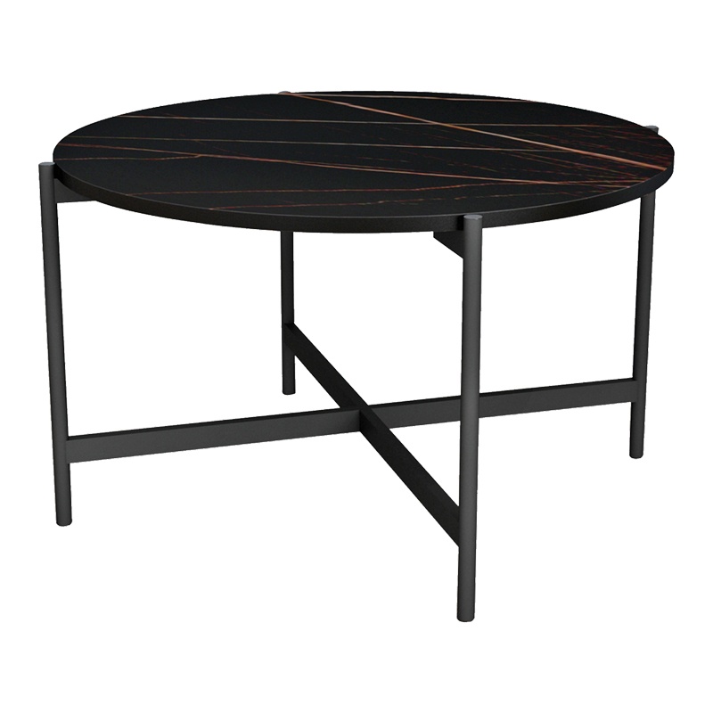 Masuta de Cafea Model Aisle, Negru marmorat/Negru, D80x45 cm - 3 | YEO