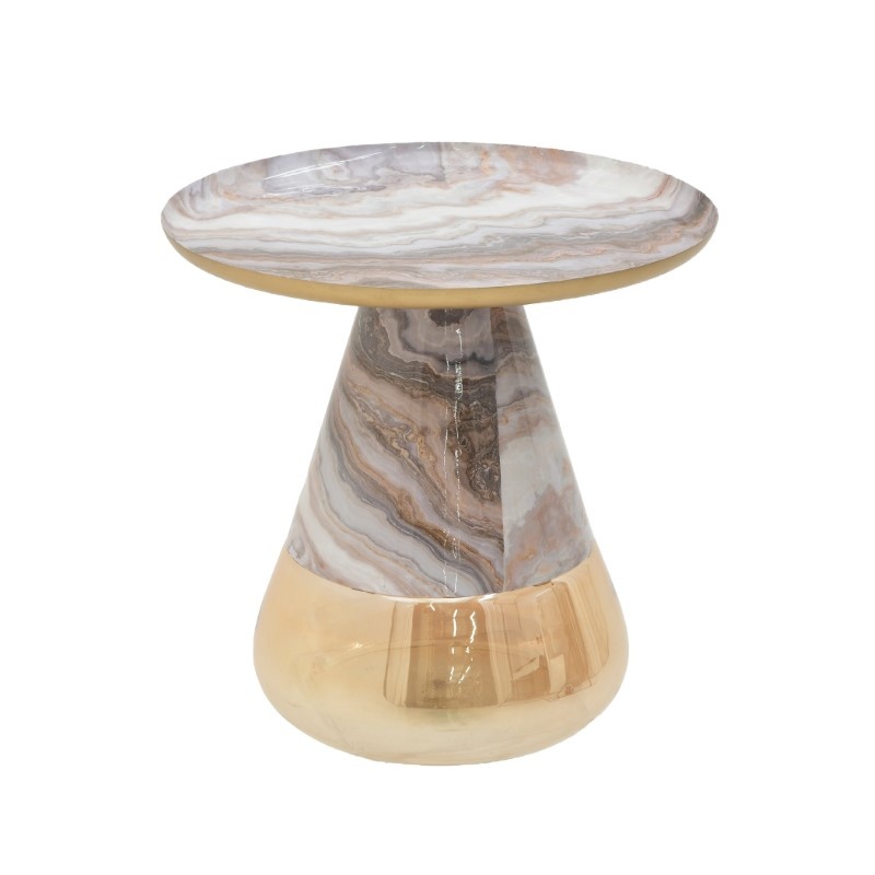 Masuta de Cafea Model Boundar, Gri/Auriu, D50x49 cm