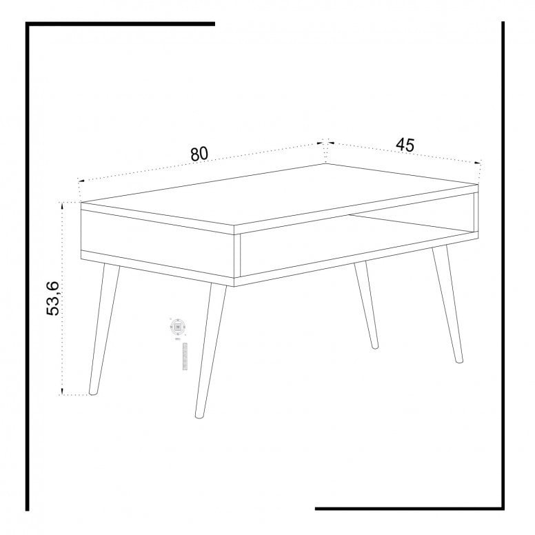 Masuta de Cafea Model Clayton, 80x45x53.6 cm, Alb, Lemn