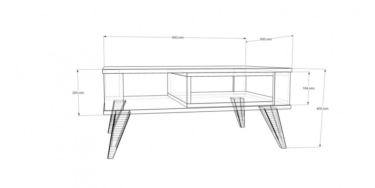 Masuta de Cafea Model Cortes, 90x60x40 cm, Stejar/Alb