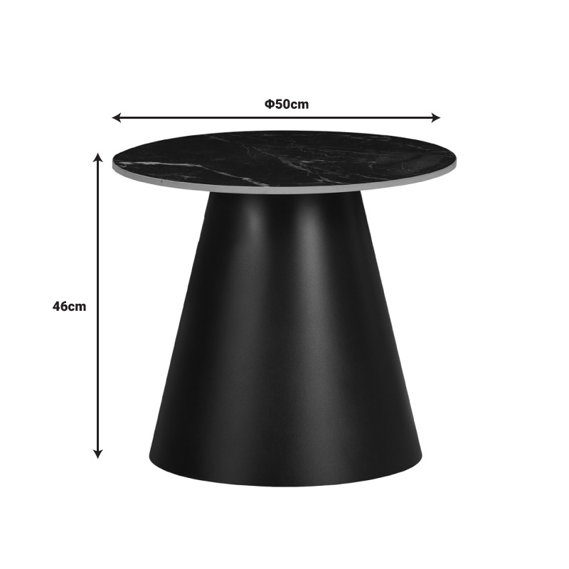 Masuta de Cafea Model Fabrin, Negru marmorat/Negru, D50x46 cm - 3 | YEO
