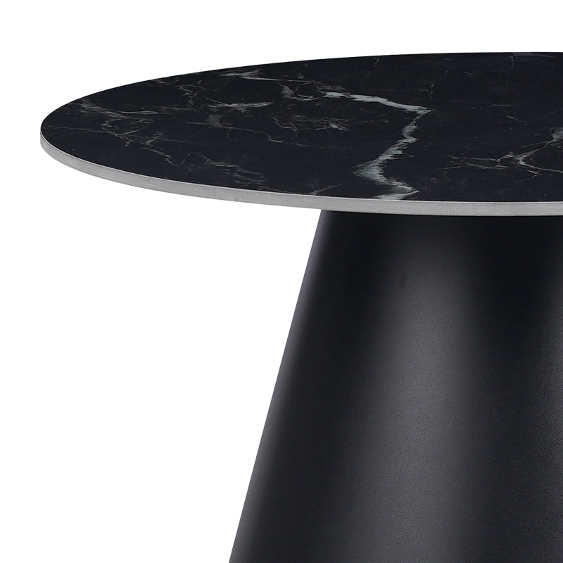 Masuta de Cafea Model Fabrin, Negru marmorat/Negru, D70x40 cm - 1 | YEO