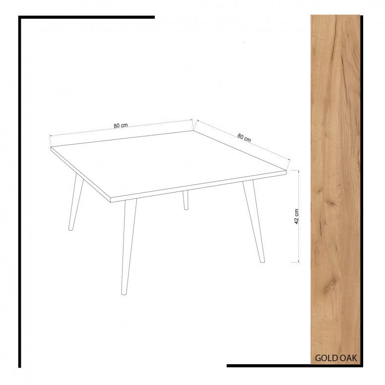 Masuta de Cafea Model Kim, 80x80x42 cm, Stejar