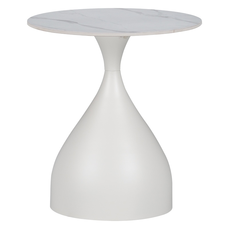 Masuta de Cafea Model Kirkene, Alb marmorat, D50x50 cm