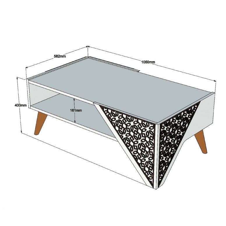 Masuta de Cafea Model Meyers, 105x40x58 cm, Stejar