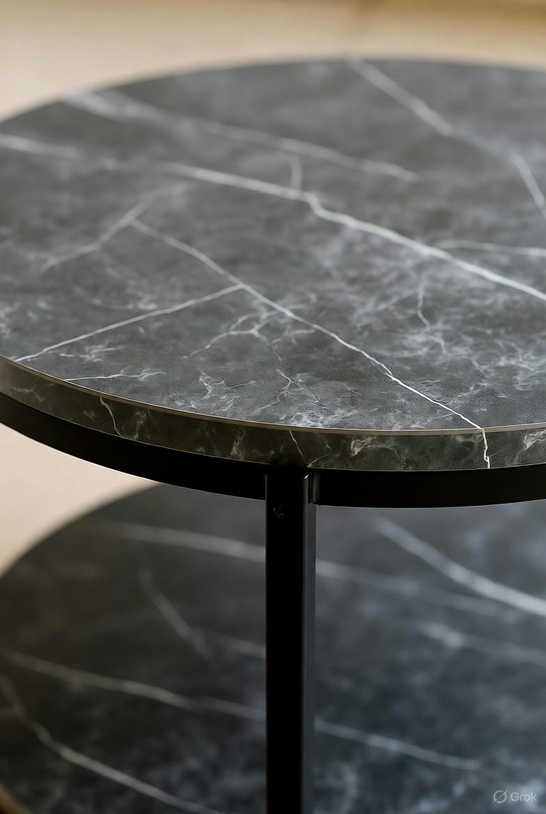 Masuta de Cafea Model Morgan, 60x60x60 cm, Marmura gri inchis