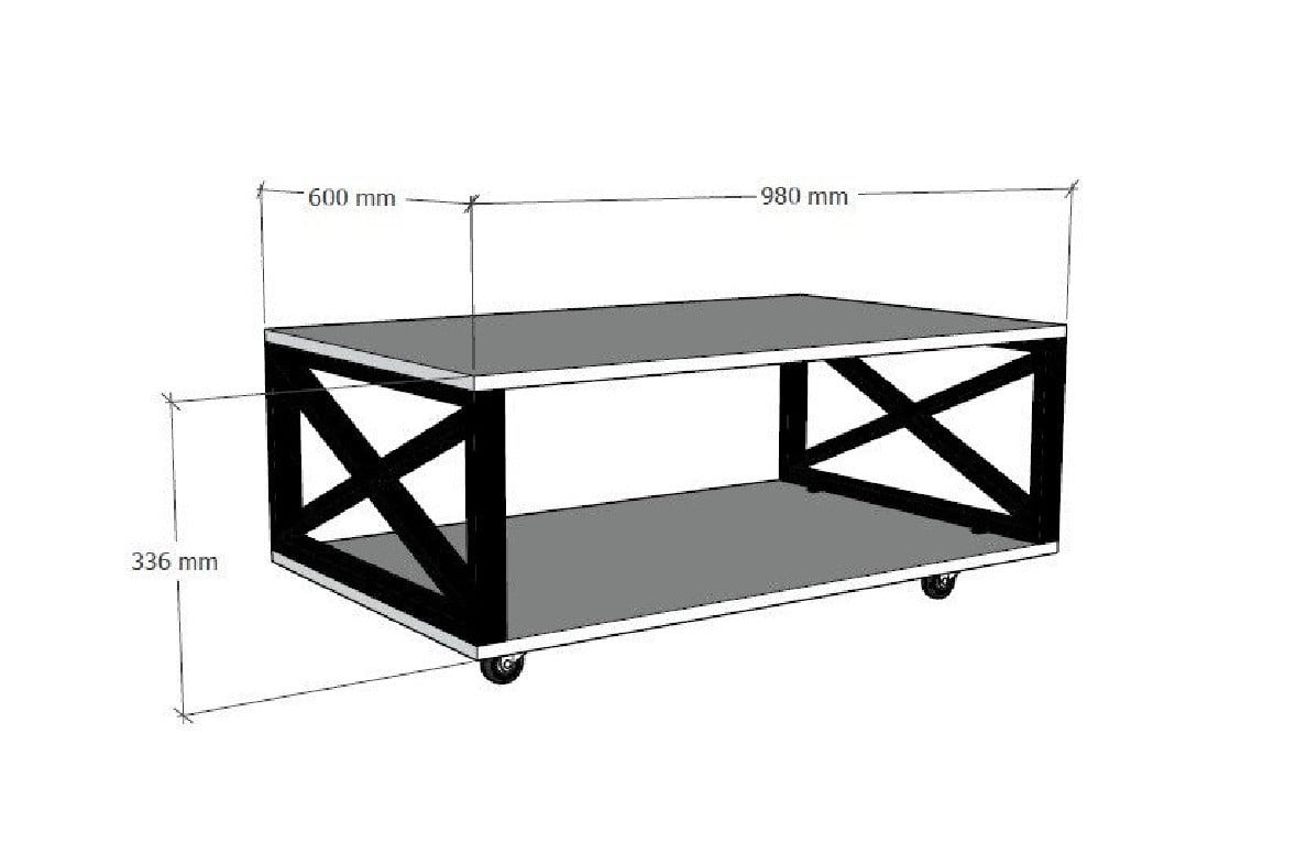 Masuta de Cafea Model Noelle, 98x60x33.6 cm, Stejar/Negru