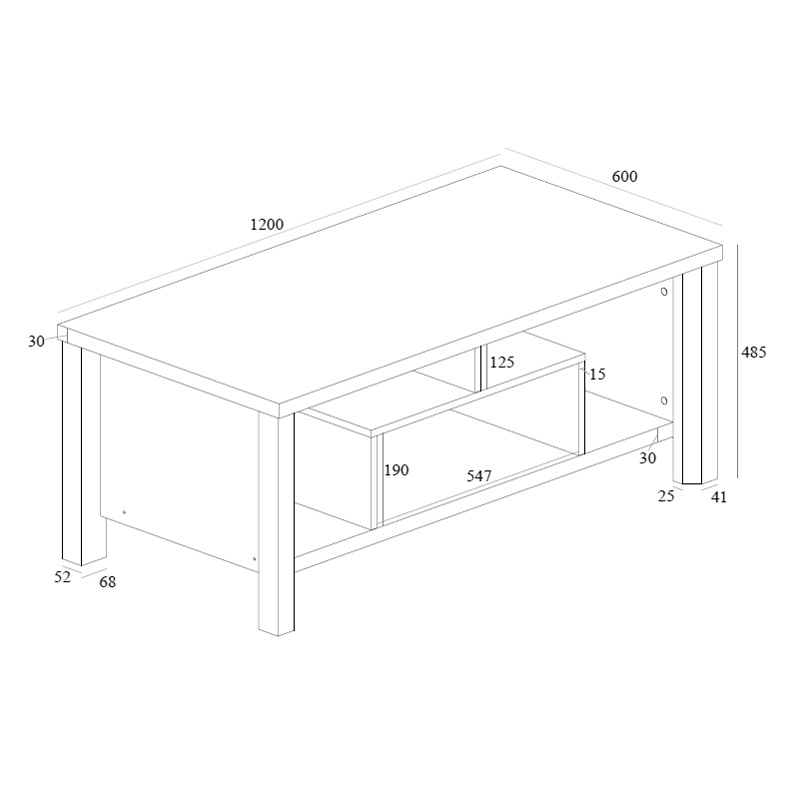 Masuta de Cafea Model Tracy, Gri/Alb, 120x60x48.5 cm - 2 | YEO