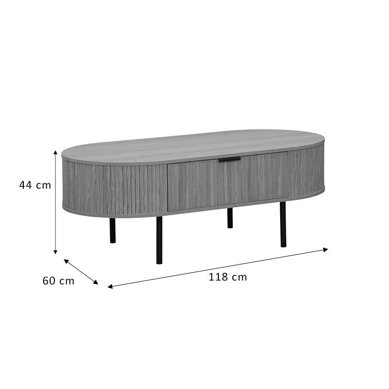 Masuta de cafea Scandi MDF culoare lemn natural cu picioare metalice 118x60x44cm