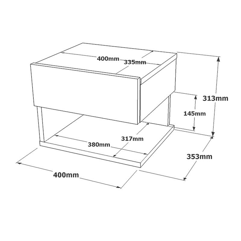 Noptiera Model Arellano, Gri, 40x35x31cm