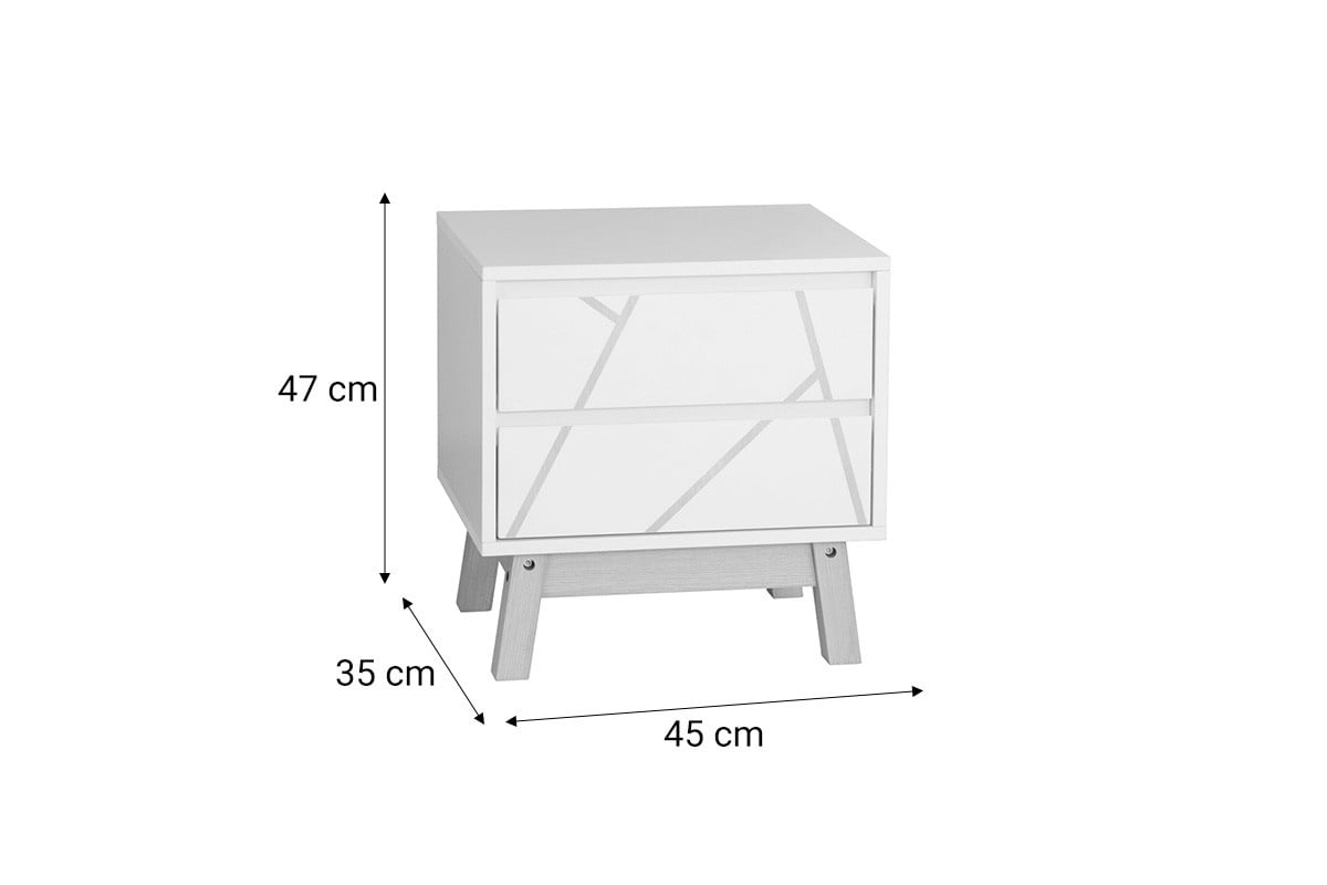 Noptiera Model Aria, Alb/Natural, 45x35x47 cm