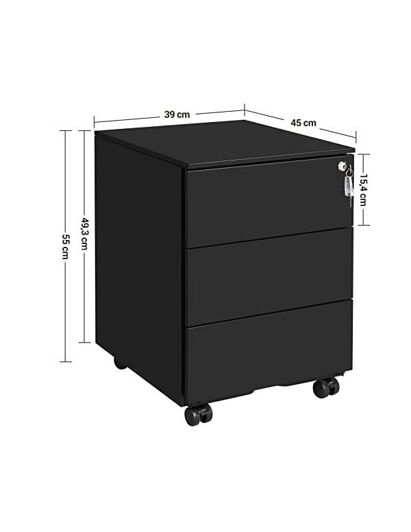 Noptiera Model Kemp, Negru, 39x45x55cm, - 4 | YEO