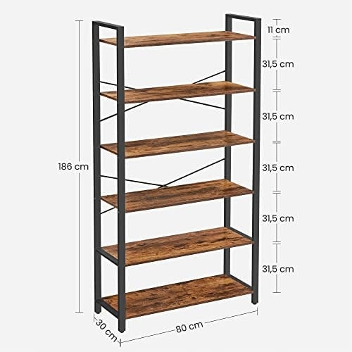 Raft cu 5 Polițe Model Duncan, Maro/Negru, 80x30x186 cm - 2 | YEO