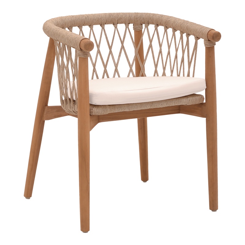 Scaun cu Brate Model Abby, Natur/Crem, 60x58x78 cm