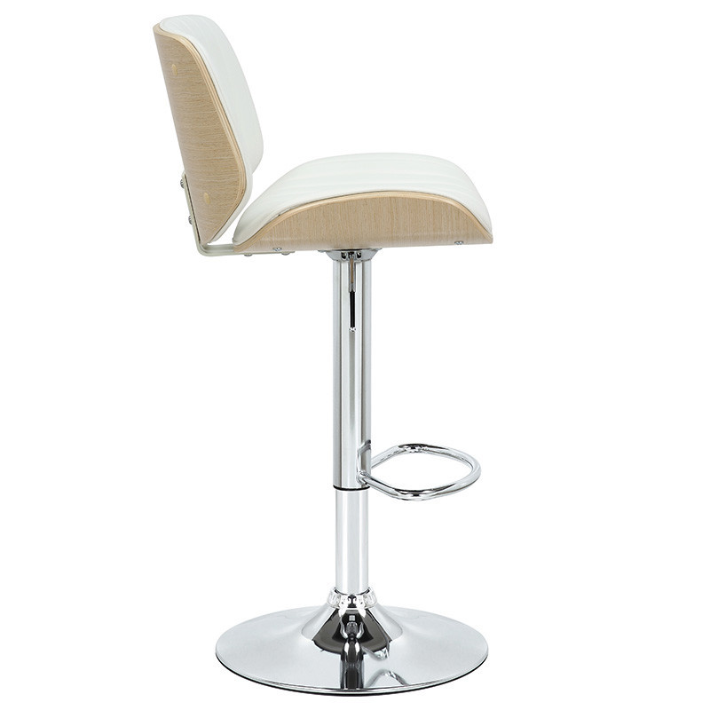 Scaun de bar, inaltime ajustabila,, Model Fern, Alb/Natur, 48x50x108 cm - 2 | YEO