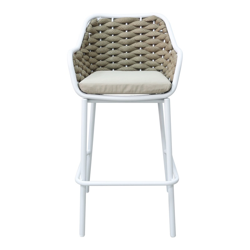 Scaun de bar pentru exterior Model Zuki, Alb, 55x54x109 cm - 3 | YEO