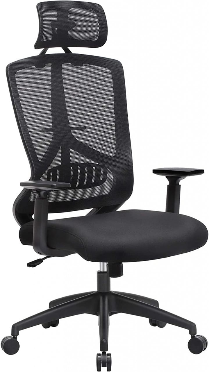 Scaun de birou, Songmics, Negru-Gri, 68x65x(118.5-128) cm - 2