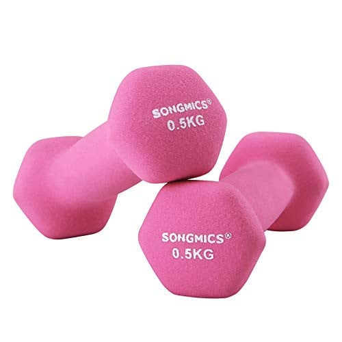 Set 2 gantere 2 x 0.5 kg, Songmics, Roz, 11.5x5x4.5 cm - 1 | YEO