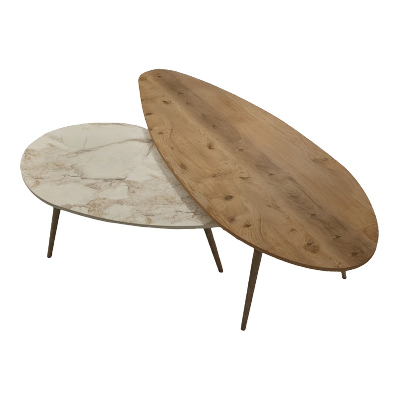 Set 2 Masute de Cafea Model Monty, Natur/Bej, 116x46x46 cm
