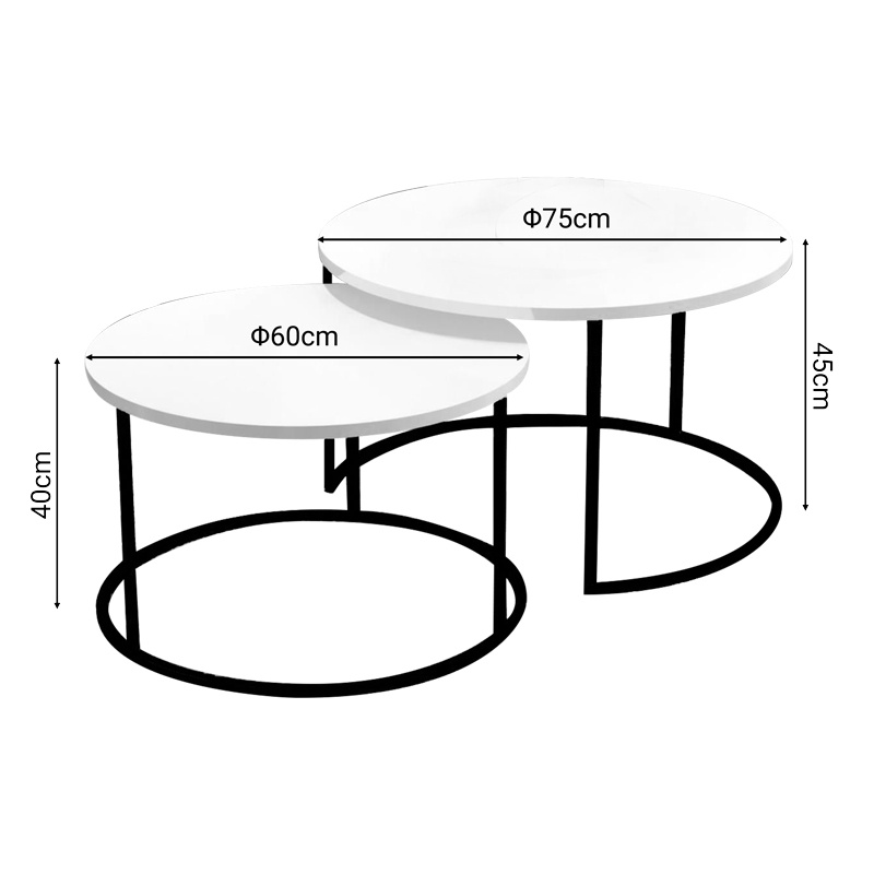 Set 2 Masute de Cafea Model Solme, Alb/Negru - 2 | YEO