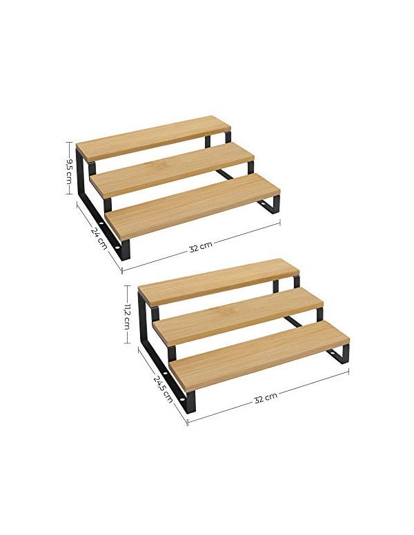 Set 2 Rafturi organizatoare pentru Bucatarie Model Braelynn, Natural/Negru