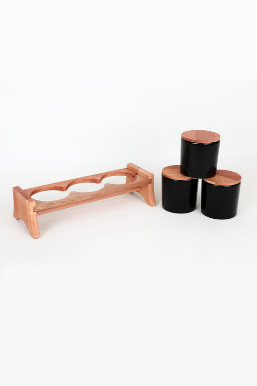 Set 3 cutii de depozitare alimente ST040803F956A000000MAPS700, Negru mat - 1 | YEO