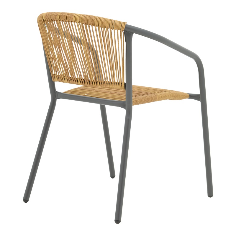 Set masă și scaune de exterior, 3 Piese, Model Watson-Lindaria, Antracit/Natural, 70x70x70 cm - 2 | YEO