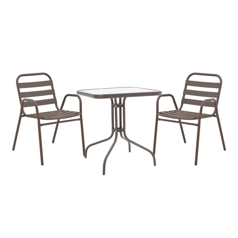 Set masă și scaune de exterior, 3 Piese, Model Watson-Sussie, Maro, 70x70x70 cm