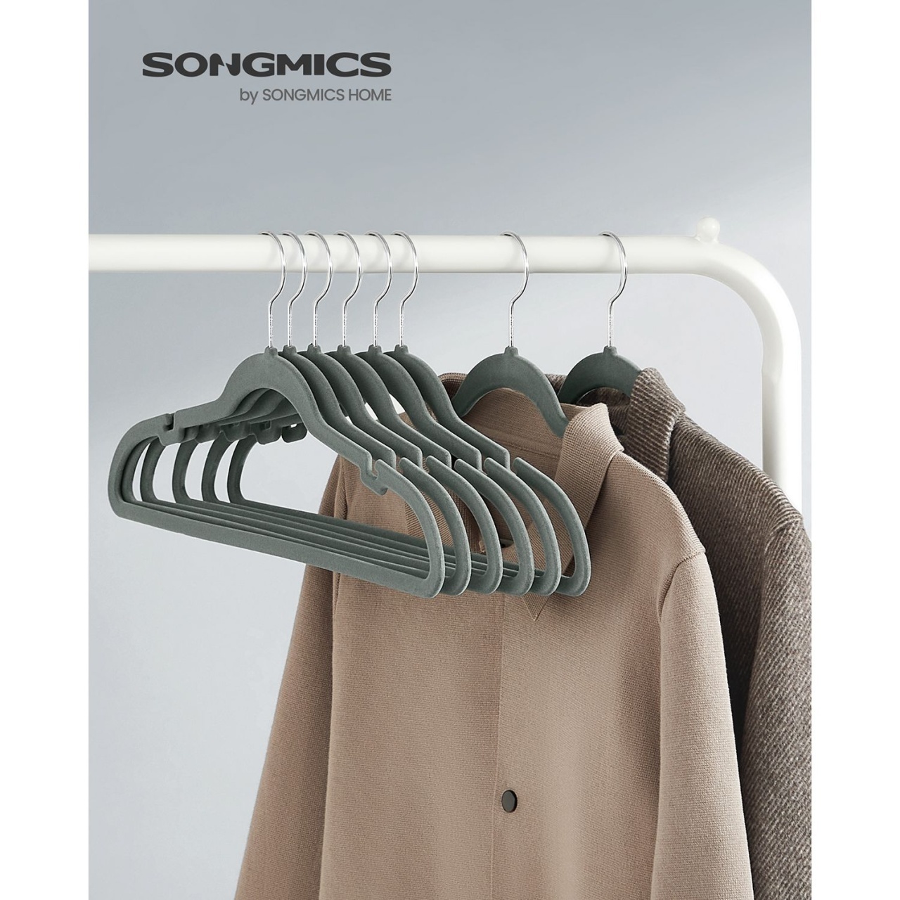 Set umerase de catifea Songmics Gri 43x22x0.6 cm