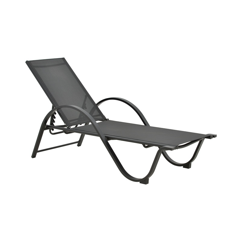Sezlong cu brate, Model Attain, culoare gri, aluminiu si textil, 200x62x35 cm - 1 | YEO