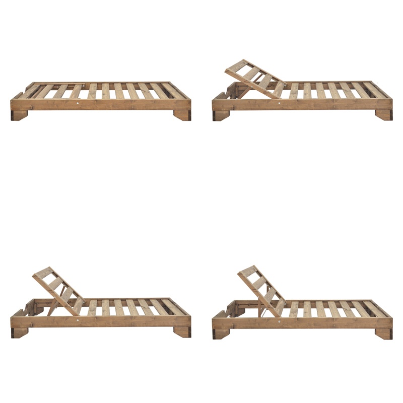 Șezlong din lemn masiv de brad Model Fendy, Nuc, 71.5x200x24 cm - 2 | YEO