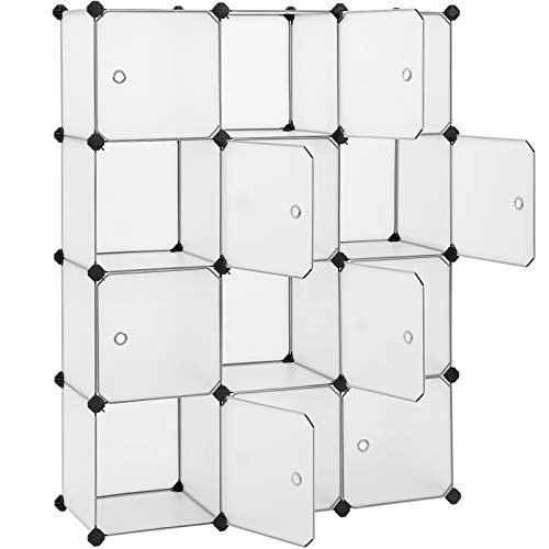 Sistem de depozitare modular din plastic, 12 cuburi Model Danny, Alb/Negru, 93x31x123 cm - 1 | YEO