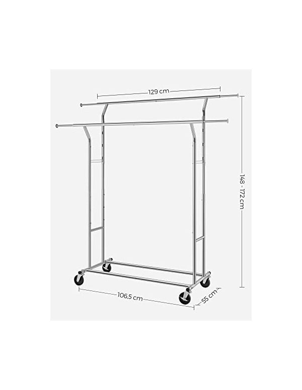 Suport pentru umerase, Songmics, Argintiu, HSR12S, 129-169 cm