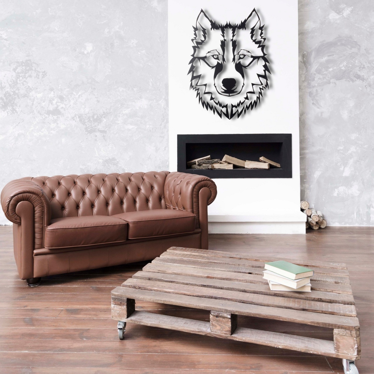 Tablou metalic Wolf Negru 38x50 cm - 3 | YEO