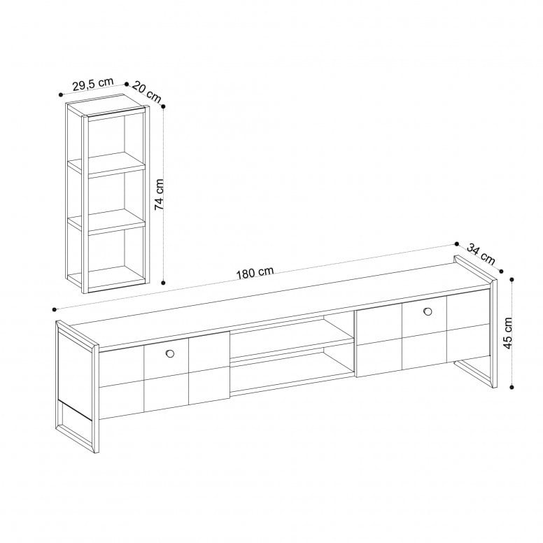 Ansamblu Comoda TV Paola Oak-Negru