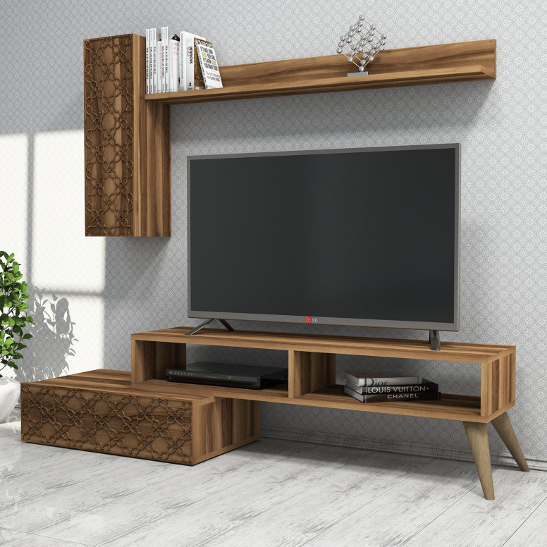 Ansamblu Comoda TV Planet Walnut