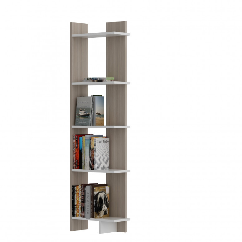 Biblioteca Model Als, Stejar/Alb, 45x22x170 cm - 1 | YEO