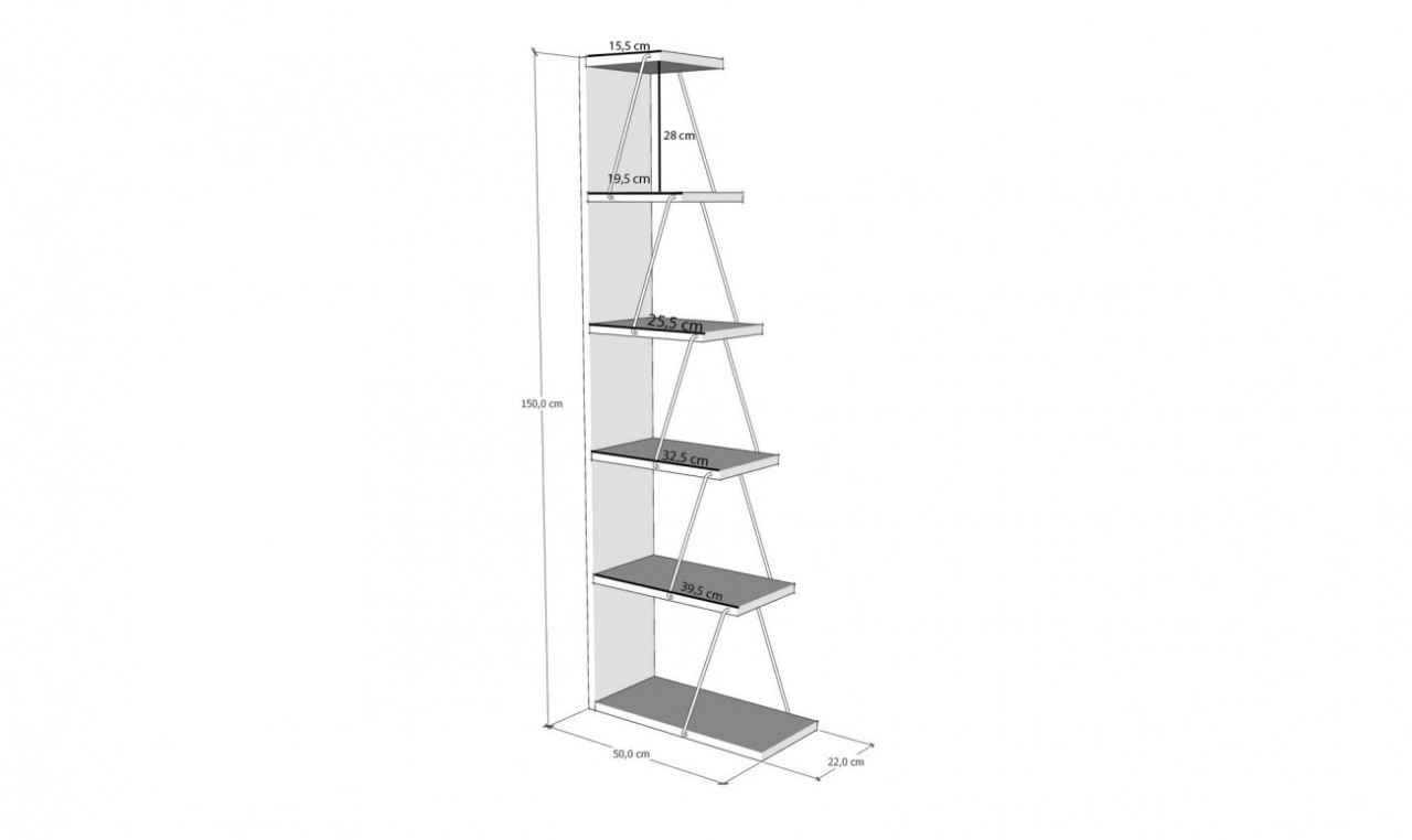 Biblioteca Model Tlos, Antracit, 50x150x22 cm - 3 | YEO